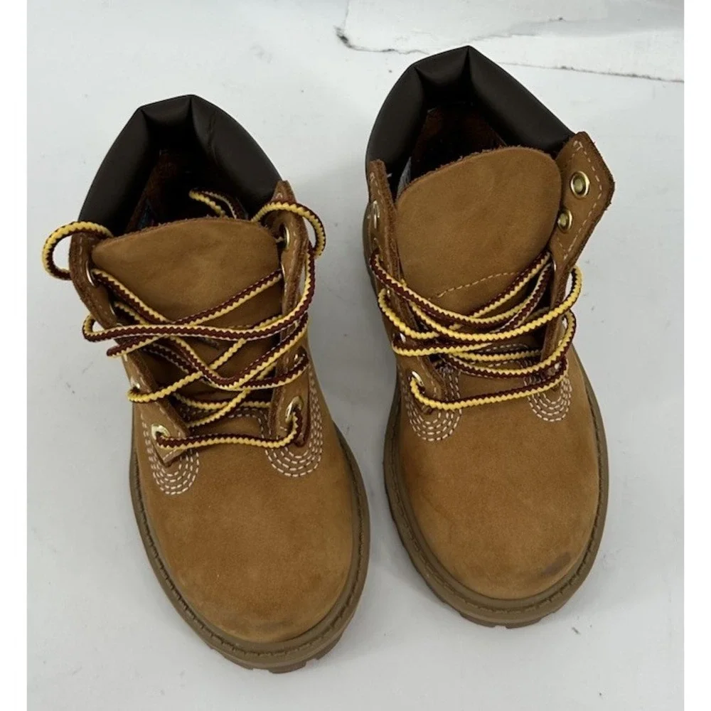 Timberland 12809 Tan Leather Combat Boots Kids Size 7M